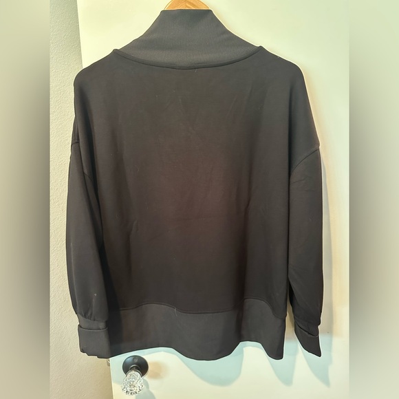 Scoop Black Scuba Sweatshirt V-Neck Ribbed Oversized Pullover Size L (12-14) - Picture 6 of 7